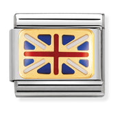 Nomination Composable Classic Link 030234/06 Great Britain Flag in 18K Gold and Enamel